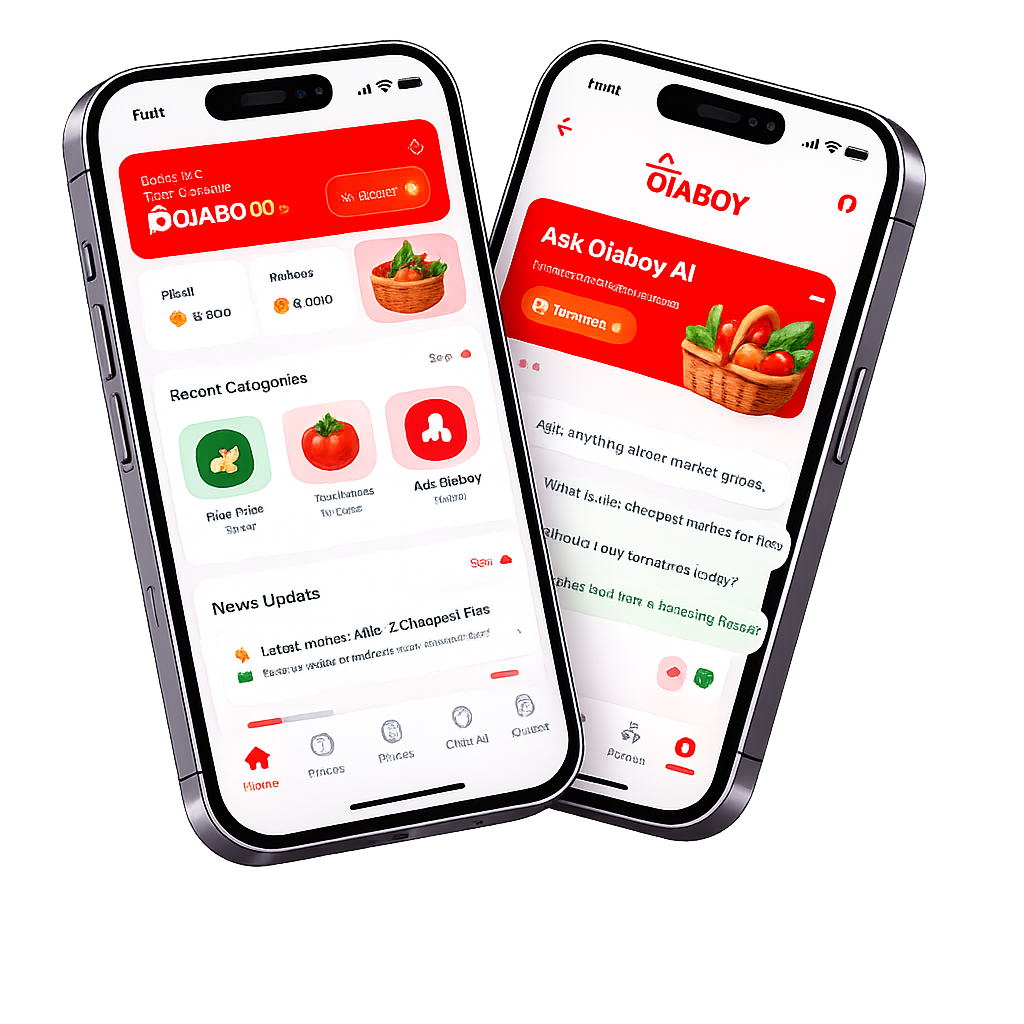 Ojaboy app coming soon preview on two phones